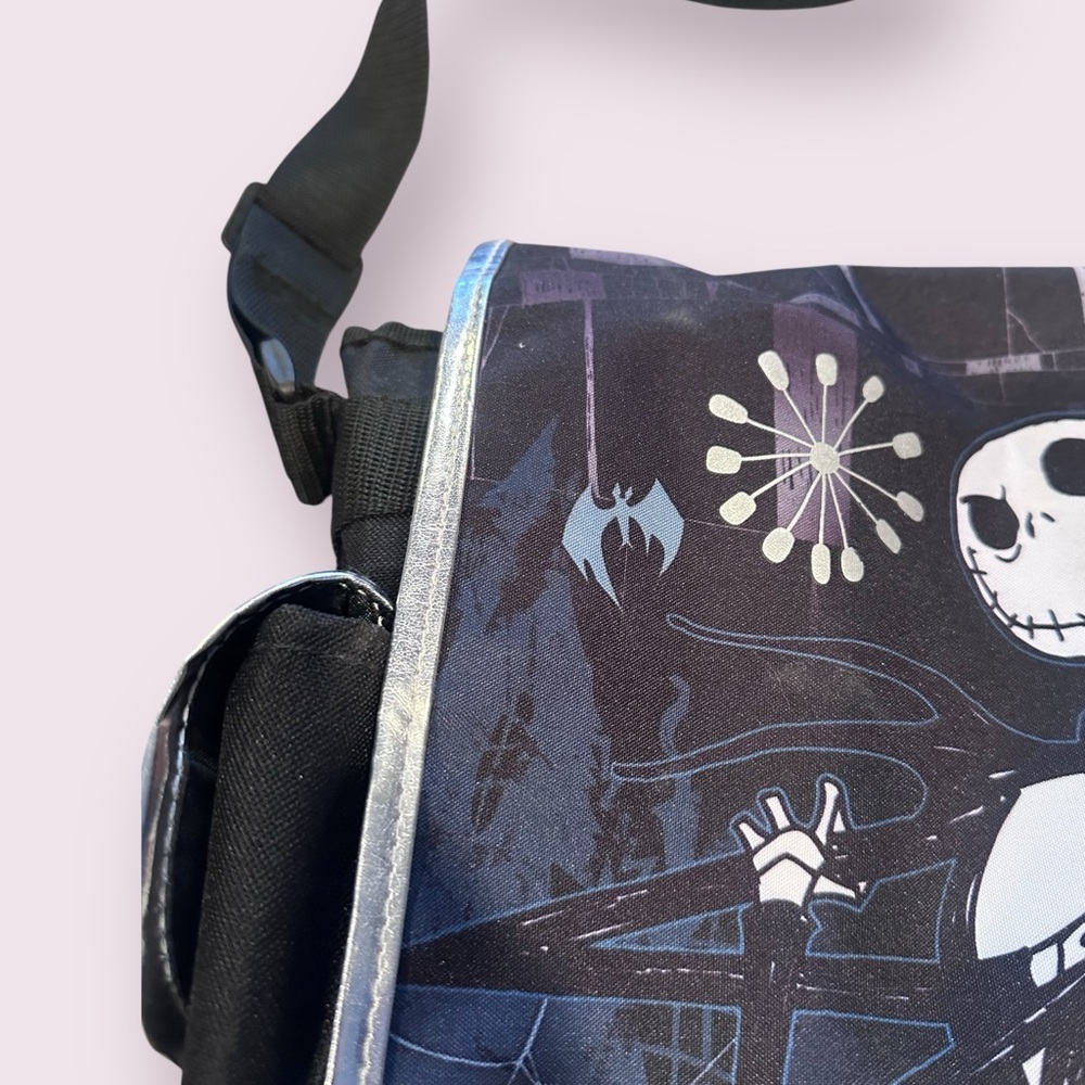 Disney The Nightmare Duo Black Crossbody Messenger Bag Metallic Silver Accents - Picture 4 of 13